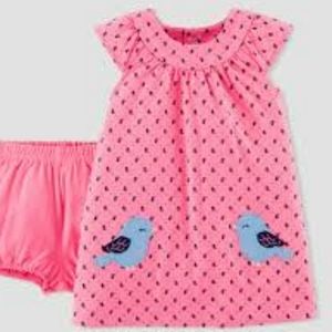 CARTER'S Baby hot pink bird dress (no diaper cover